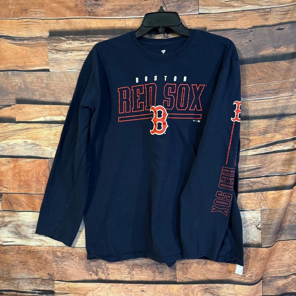 Fanatics Long Sleeve T-Shirt Men's Navy XL Boston Red Sox MLB Cotton